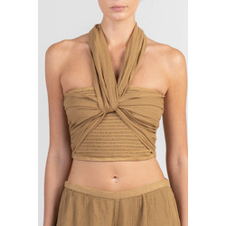 August Resortwear Υφαντό Πολυμορφικό Cotton Top Καφέ