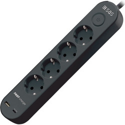 SAS πολύμπριζο μπάλα 4χ σούκο 1.5m usb μαύρο 100-11-139