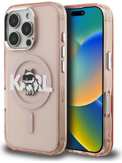 Karl Lagerfeld IML Choupette Sketch Logo MagSafe Back Cover Pink (iPhone 16 Pro Max)