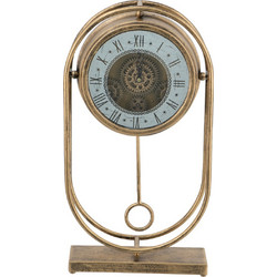 Artekko Clock Χρυσό Μεταλλικό Επιτραπέζιο Ρολόι με Καθρέφτη (27x8x51)cm