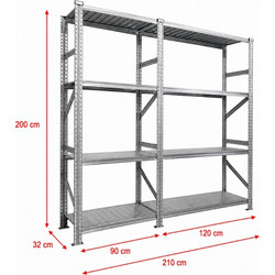 Metalsistem Dexion Γαλβανιζέ Ραφιέρα 210x32x200cm Αντοχή 160kg / Ράφι με 8 Ράφια Max Αντοχή 1280kg