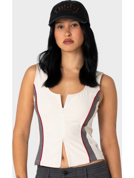 Rusty Contrast Zip Through Tank Top