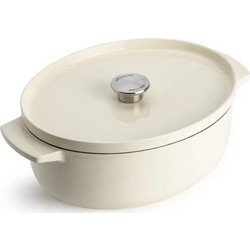 KitchenAid Brater with lid Cast Iron 30cm, oval, creme