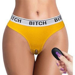 Lovetoy Open Panties with Vibrating Bullet Δονητής Εσωρούχου για Ζευγάρια με Τηλεχειριστήριο Κίτρινος