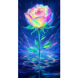 Olympus Diamond Painting Multicolored rose with bright iridescent colors - Ψηφιδωτό Μωσαικό Πολύχρωμο τριαντάφυλλο με λαμπερά ιριδίζοντα χρώματα 40Χ30