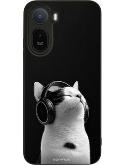 Sonique Men's Edition Back Cover με Σχέδιο «Audio Kitten - White» (Xiaomi Redmi A7 Pro 4G)