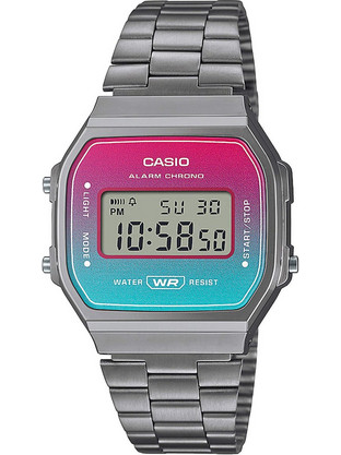 Casio Vintage Ψηφιακό Ανδρικό Ρολόι Χρονογράφος με Γκρι Μεταλλικό Μπρασελέ A-168WERB-2AEF