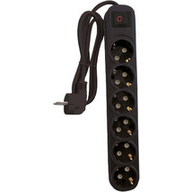 ΠΟΛΥΜΠΡΙΖΟ 6 ΘΕΣΕΩΝ 3M H05VV-F 3G1.5MM2, ΜΑΥΡΟ - 340382BL