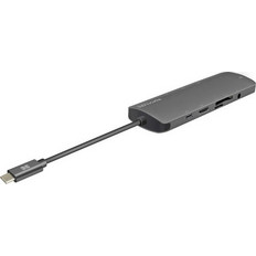 Promate PrimeHub-C USB 3.0 Type-C με Δυνατότητα Φόρτισης, 4K HDMI, Ethernet, SD MicroSD και Θύρες USB 3.0 8-σε-1 - Ασημί