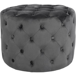ΣΚΑΜΠΟ KASSIE ΓΚΡΙ ΒΕΛΟΥΔΟ ΤΥΠΟΥ CHESTERFIELD HM8406.01 Φ60x43Υ εκ