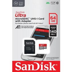 Sandisk Ultra microSDXC 64GB Class 10 U1 UHS-I 140MB/s + Adapter