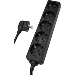 Powertech POWERTECH πολύπριζο PT-870, 5x schuko, 16A, 1,5m, μαύρο