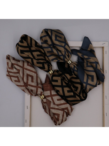 Geometric Satin Scarf Scrunchies
