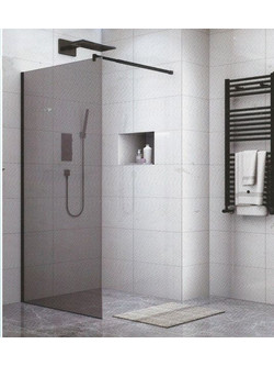 PANEL ΤΖΑΜΙ GREY 80*195h/8mm ME ΜΠΡΑΤΣΟ ΜΑΥΡΟ 70-120cm - GLORIA