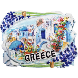 Μαγνητάκι Κεραμικό Greek Village Flowers 7,5x5cm SummerTiempo 623342