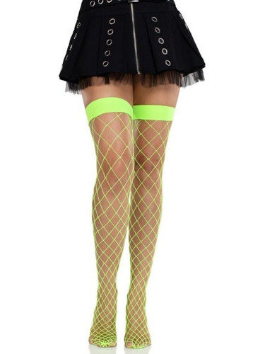 LEG AVENUE - Fence Net Thigh Highs Neon Green os