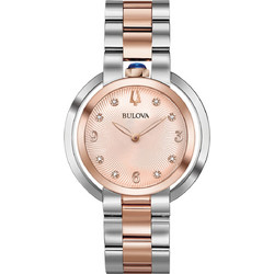 Bulova Diamonds Γυναικείο Ρολόι με Ασημί Ροζ Χρυσό Μεταλλικό Μπρασελέ 98P174