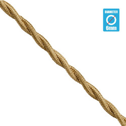 GloboStar(R) 77623 Πλεκτό Υφασμάτινο Καλώδιο 1m 2 x 0.75mm Μπέζ Χρυσό