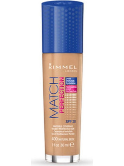 Rimmel Match Perfection 400 Natural Beige Liquid Foundation SPF20 30ml