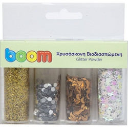 BOOM ΧΡΥΣΟΣΚΟΝΗ ΒΙΟΔΙΑΣΠΩΜΕΝΗ & CONFETTI ΣΕΤ METALLIC COLORS MTJF-1004PX5