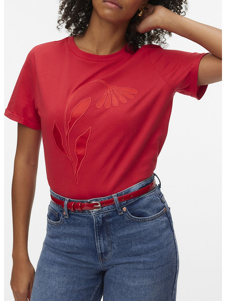 VERO MODA VMMAJA PAULINA SS TOP BOX JRS 10343557-Poinsettia1FLOWER Red