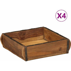 Δίσκος 4 τμχ. Καφέ 29 x 31 x 10 εκ Στερεό Ανακτηθέν Ξύλο