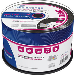 MediaRange Vinyl CD-R 80' 700MB 52x Inkjet Printable, Black dye Cake x 50 (MR226)