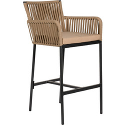 Σκαμπό ArteLibre KINTAMPO Μπεζ/Μαύρο Αλουμίνιο/Rattan 55x58x108cm