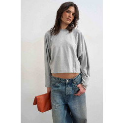 Topshop γυναικεία μπλούζα μονόχρωμη με μακρύ μανίκι Rosa - 31001452 Γκρι