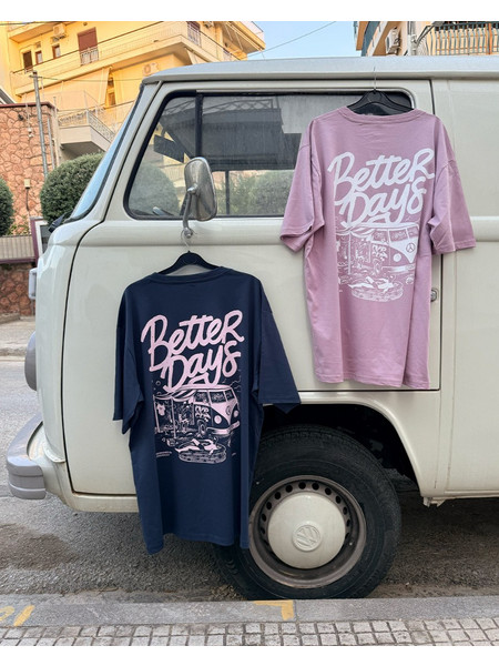 Unisex T-Shirt Overcult Better Days Handmade Μεταξοτυπία Μπλε/Ροζ OV-001 - OV-001