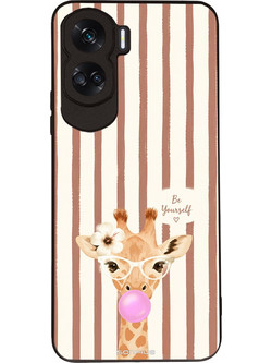 Sonique Stripe Stories Series Θήκη (Honor 90 Lite 5G) Καφέ με Σχέδιο «Καμηλοπάρδαλη με Τσιχλόφουσκα»