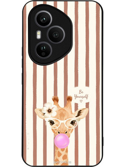 Sonique Stripe Stories Series Θήκη (Honor 400 Pro 5G) με Σχέδιο «Καφέ - Καμηλοπάρδαλη με Τσιχλόφουσκα»