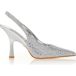 Γόβες ασημί slingback με στρας