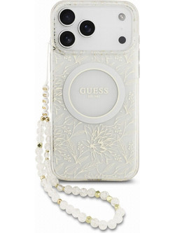 Guess IML Flowers Pearl Strap MagSafe Θήκη iPhone 18 Pro Max White (GUHMP18XHCPOFPH)
