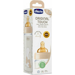 Chicco Original Touch Γυάλινο Μπιμπερό με Θηλή Καουτσούκ κατά των Κολικών 0m+ 240ml