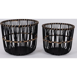 S/2 ΚΑΛΑΘΙΑ ΨΑΘΙΝΑ ΜΑΥΡΑ 32x32x28cm/ 27x27x25cm Eurolamp 819-00362