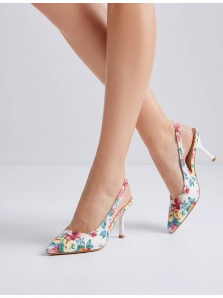 Γόβες slingback εμπριμέ με ιριδίζον εφέ