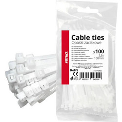 Amio - ΔΕΜΑΤΙΚΑ ΔΕΤΙΚΑ ΚΑΛΩΔΙΩΝ TIE WRAP (ΤΑΙΡΑΠ) 2.5 x 100mm (ΛΕΥΚΟ) - 100 ΤΕΜ. (04305 AM)
