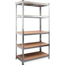 BAKAJI Ράφι 5 Επιπέδων Μεταλλικό και Ξύλινο 180x90cm Βαρέως Τύπου Γαλβανισμένη Ραφιέρα 02825057
