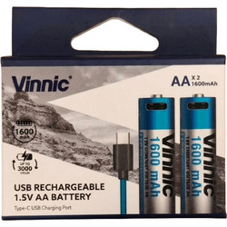Vinnic Rechargeable USB 1600mAh ΑA 2τμχ