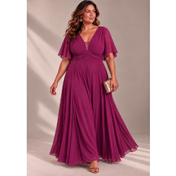 plus size αέρινο σιφόν φόρεμα Kalida magenta