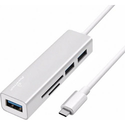 Powertech PT-926 USB Hub 3.0 USB-C με 5 Θύρες USB-A / Card Reader