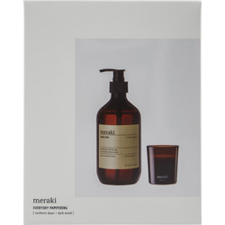 Meraki - Gift Box, Northern Dawn Hand Soap + Dark Wood Candle - 490 ml/60 g - L: 15.4 cm, W: 7.6 cm, H: 19.2 cm - Experiences, Gift Cards and Gift Boxes
