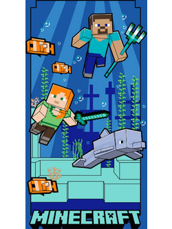 Minecraft Underwater Πετσέτα Μπάνιου & Θαλάσσης Γρήγορου Στεγνώματος 100% Πολυεστέρας 70x140 εκ