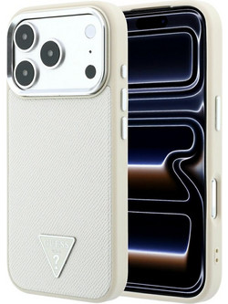 Guess Grained Triangle Logo MagSafe Case Beige (iPhone 18 Pro Max / 17 Pro Max)