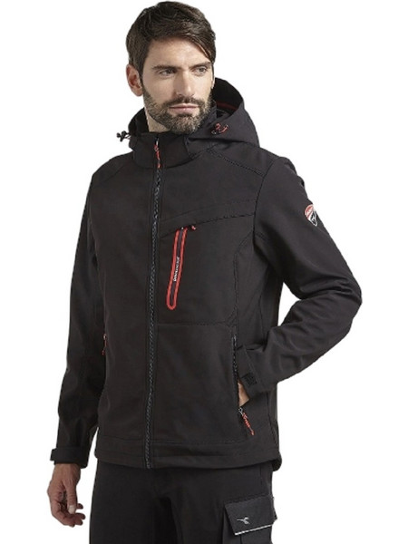 Αδιάβροχο Softshell Μπουφάν Εργασίας Με κουκούλα Μαύρο - Diadora Jacket Ducati Softshell Black