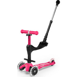 Micro Mini 3 In 1 Deluxe Plus Led Παιδικό Πατίνι Τρίτροχο με Κάθισμα & Φωτάκια Μαύρο Ροζ
