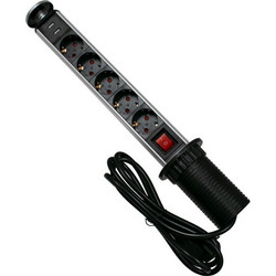 Χωνευτό Πτυσσόμενο Πολύμπριζο 5 Θέσεων με USB 5000W Ασημί Γκρί Μαύρο