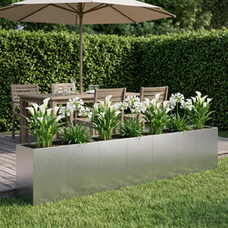 vidaXL Γλάστρα Κήπου Ασημί 280 x 40 x 60 εκ Ανοξείδωτο Ατσάλι