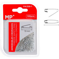 MP παραμάνες PA358-1, μεταλλικές, 19mm, ασημί, 100τμχ PA358-1